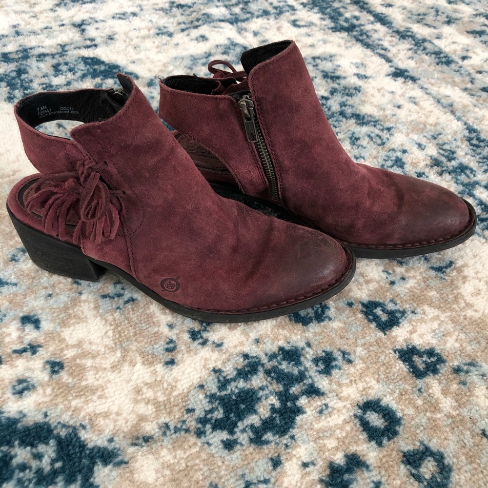 Born Purple Leather Booties